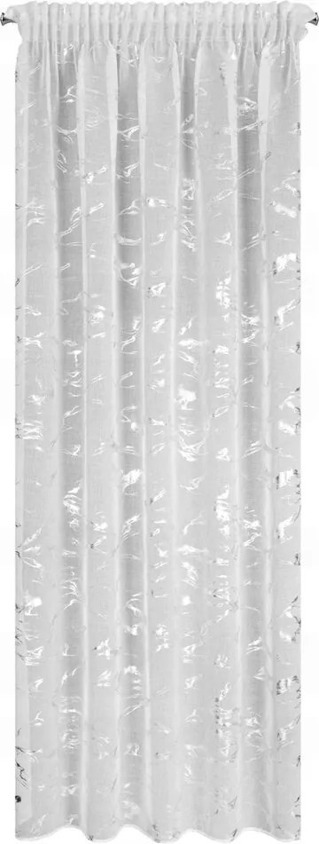 Alina szalagfüggöny 140x270 fehér, ezüstös mintával díszítve