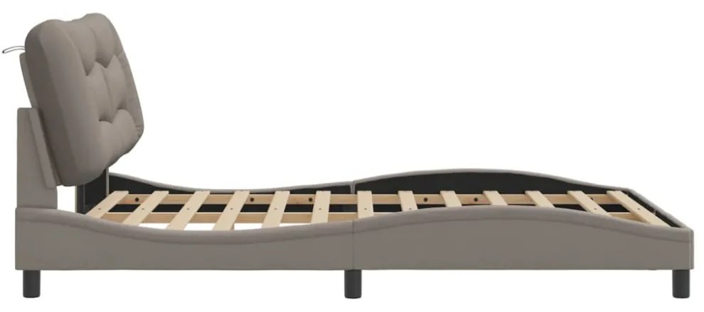 tópszínű szövet ágykeret LED-ekkel matrac nélkül Hvar 120x200 cm