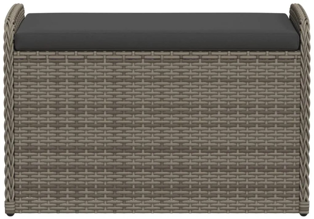 Szürke polyrattan tárolópad párnával 80 x 51 x 52 cm