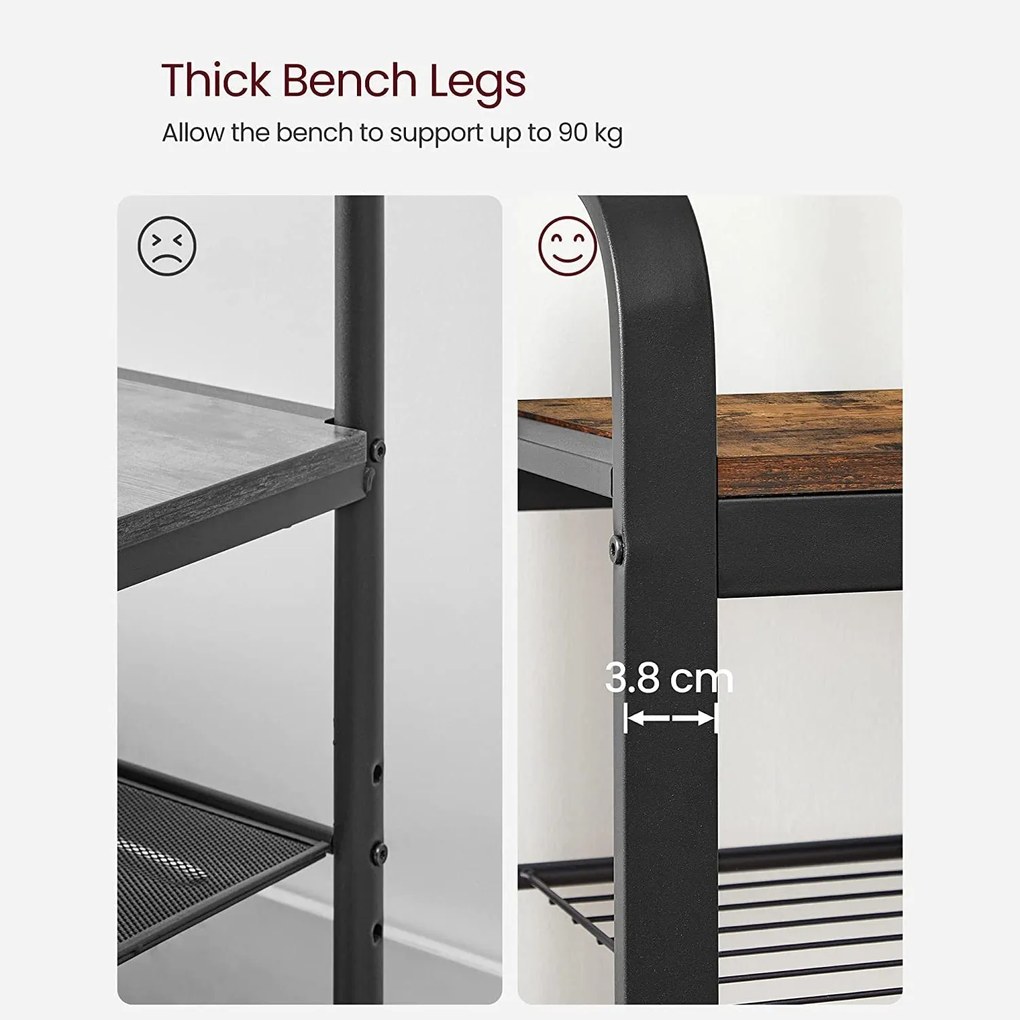 Kabáttartó, előszobafal cipőtartóval, 84 x 183 x 33,7 cm, rusztikus barna