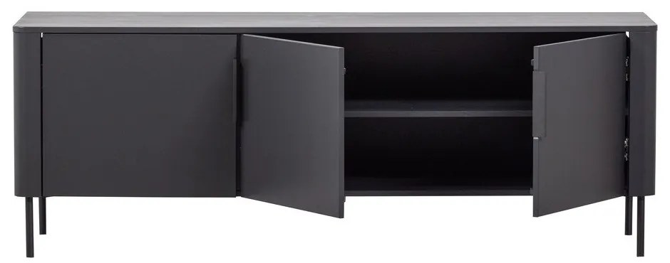 Matt fekete borovi fenyő TV-állvány 154x56x44 cm Gunnar – WOOOD