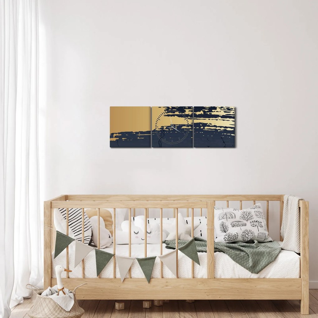 Kép - Kék és arany absztrakció N⁰2 (órával) (90x30 cm)