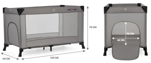 KINDERKRAFT - Utazó kiságy Baby Tiger VIKI szürke
