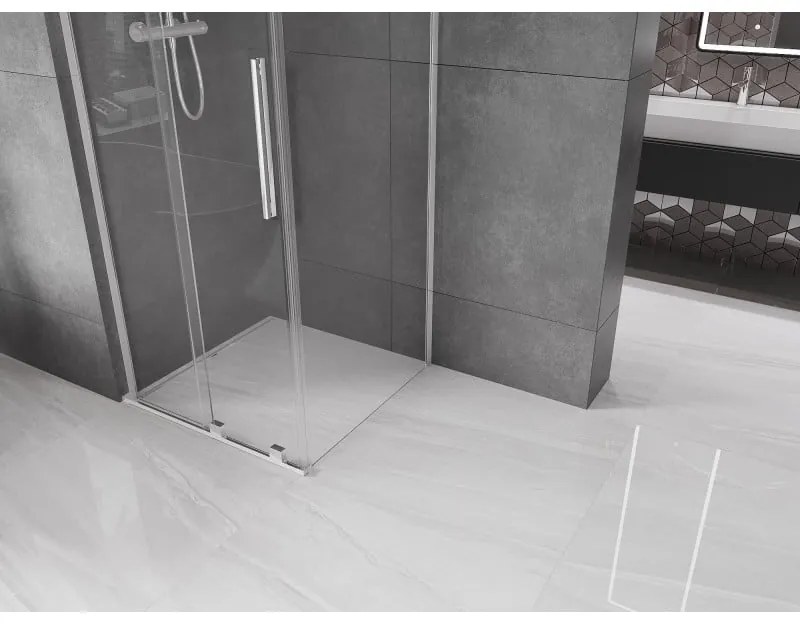 Mexen Velar L, zuhanykabin tolóajtóval 90 x 90 cm, 8mm átlátszó üveg, króm, 871-090-090-03-01