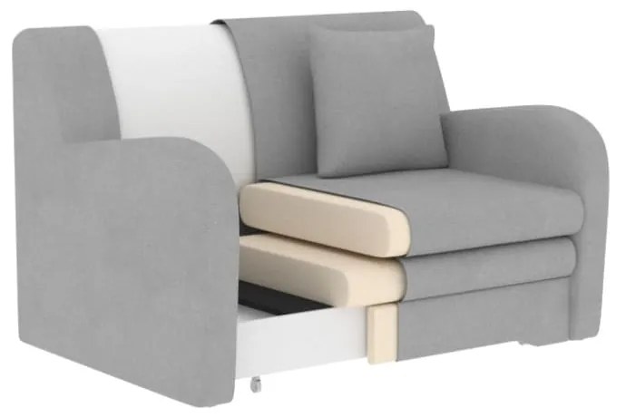 Fehér buklé kinyitható-tárolóhelyes kanapé 130 cm Ario – ELTAP