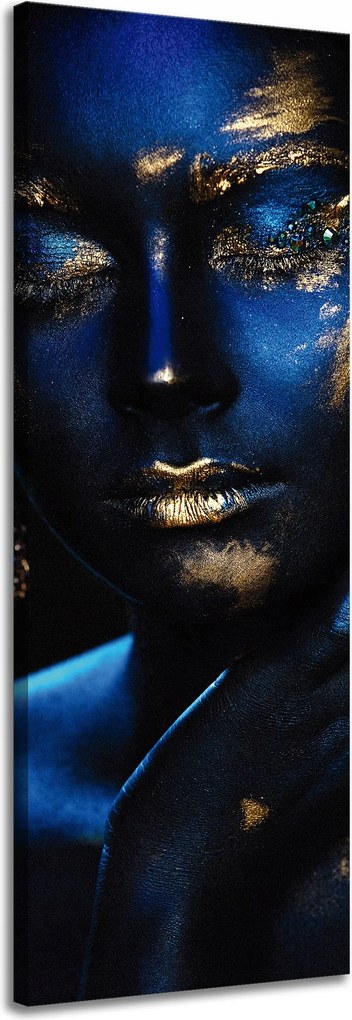 Vászonkép Elmélkedő Nő Arany ékszerek 40x120 cm