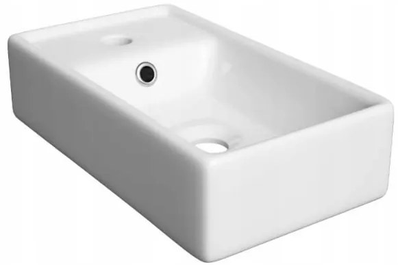 Erga Kim, fali WC szekrény 39x21x60 cm + kerámia mosogató 40 cm, Craft tölgy, ERG-207-D-04004+1406