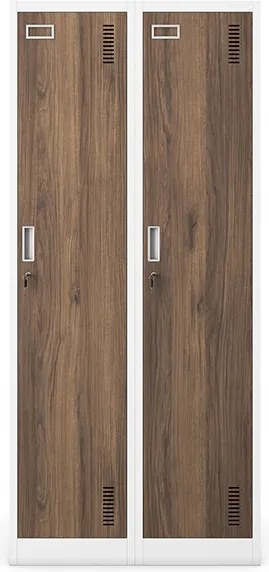 Munkavállalói szekrény, 4 rekeszes, fehér/dió, 800x1800x500 mm: KACPER Eco Design