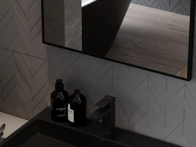 Mexen Loft téglalap alakú fürdőszobai tükör 80 x 60 cm, fekete keret - 9852-080-060-000-70