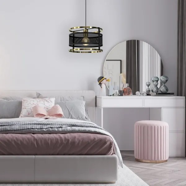 Csillár zsinóron RIM 1xE27/60W/230V fekete/arany