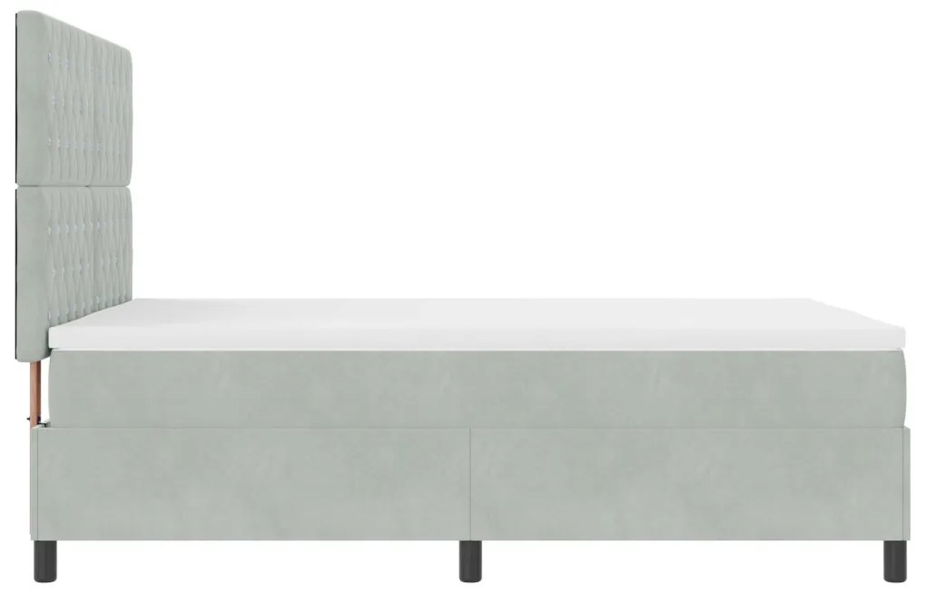 Boxspring Ágy Matrac nélkül Világosszürke 140x190 cm Bársony