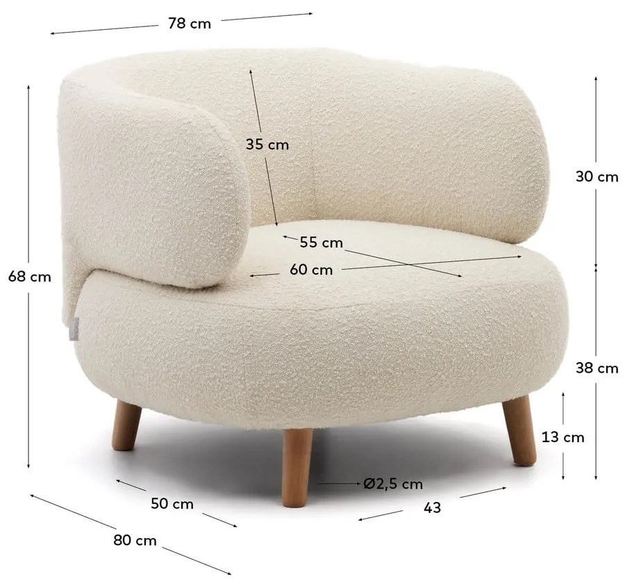 Krémszínű fotel Luisa – Kave Home