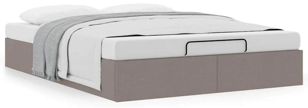 Ottomán tópszínű szövet ágykeret matrac nélkül 140 x 190 cm