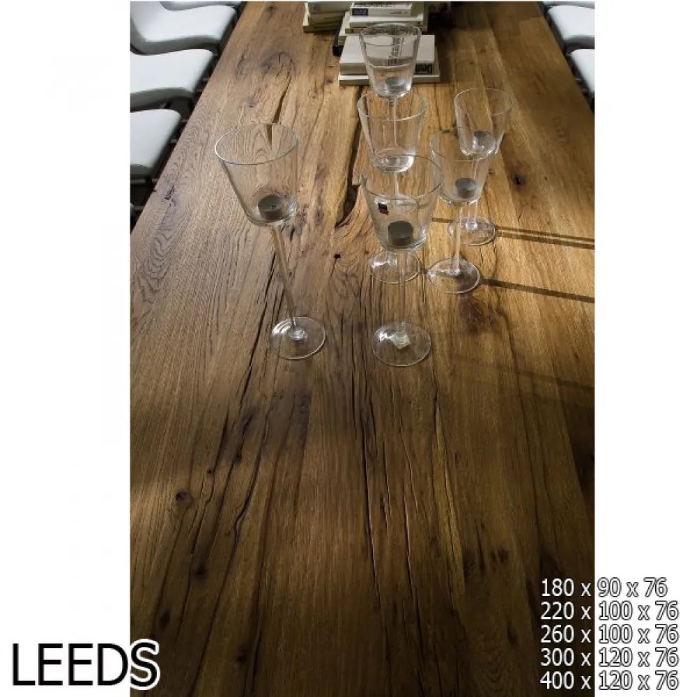 LEEDS Tömör Bassano Tölgy Étkezőasztal 220x100cm