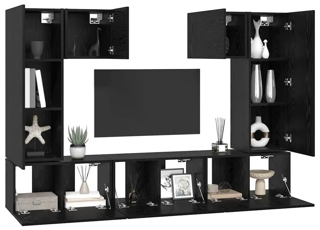 TV szekrény garnitúra 7 pcs Musta tammi 180 x 30 x 120 cm