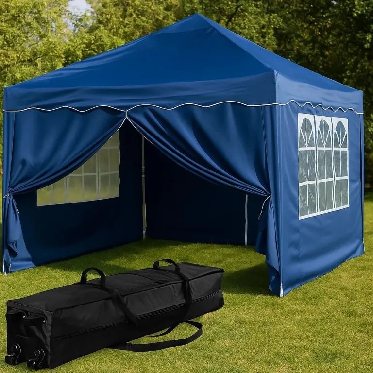 INSTENT BASIC Kerti pavilon 3 x 3 m kék + 4 oldalfal