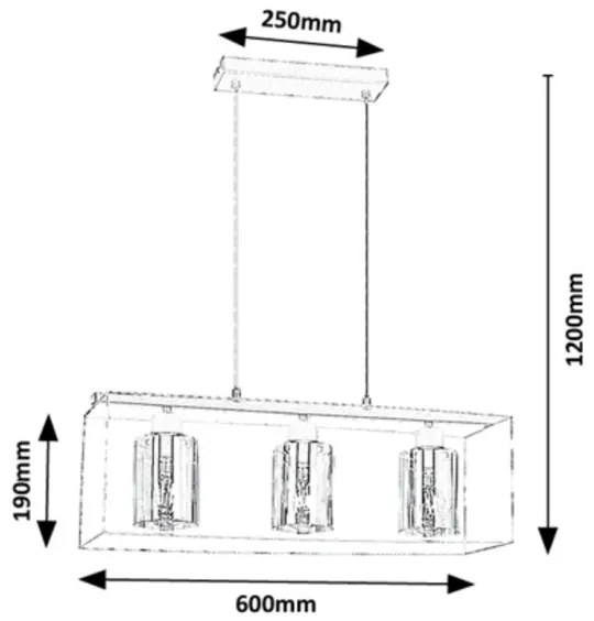 Rabalux 72033 - CHADWICK 3xE27/25W/230V függeszték kábellel