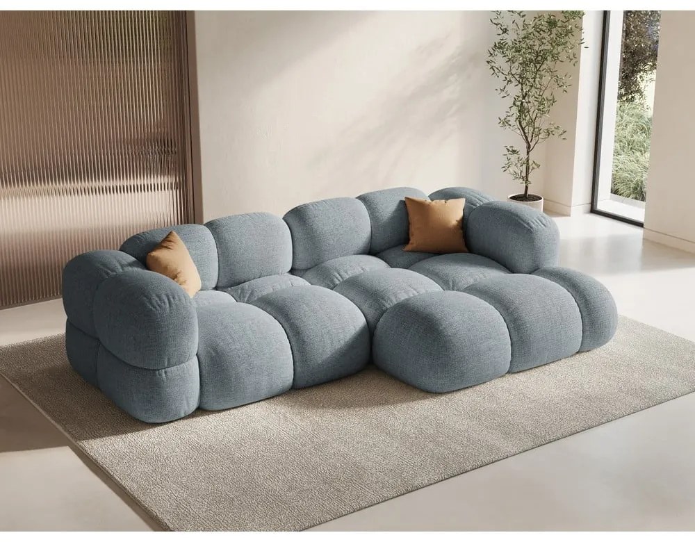 Világoskék sarokkanapé (jobb oldali-heverő résszel) Loretto – Cosmopolitan Design