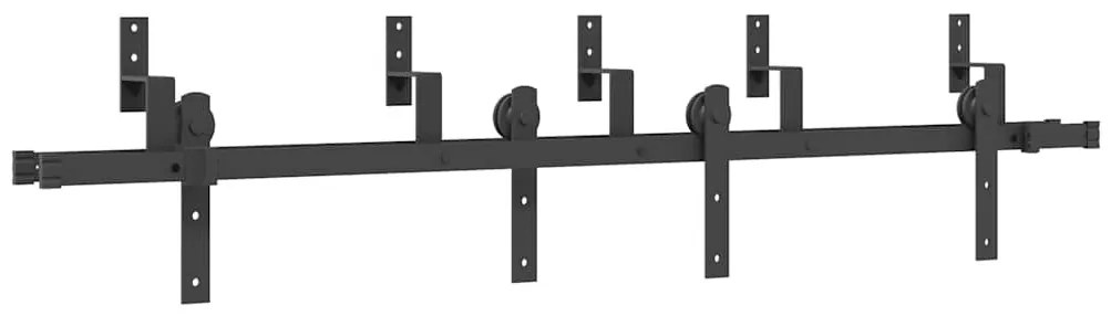 fekete acél tolóajtó fémszerelék készlet 183 cm