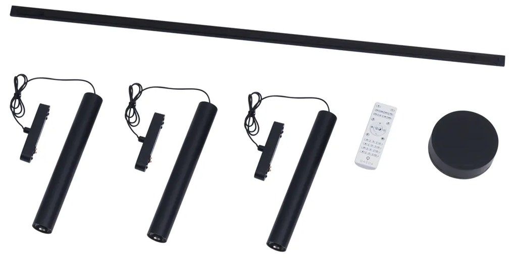 Modern sínrendszer 3 fekete függőlámpa foglalattal, 1 fázisú - Magnetic Cassie