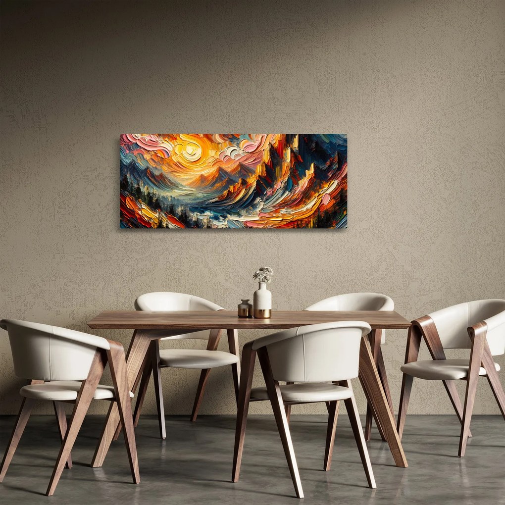 Kép - Hegyek, melyeket napfény ölel (120x50 cm)