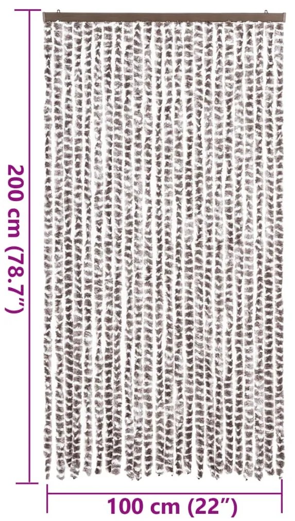 tópszínű és fehér zsenília rovarfüggöny 100 x 200 cm