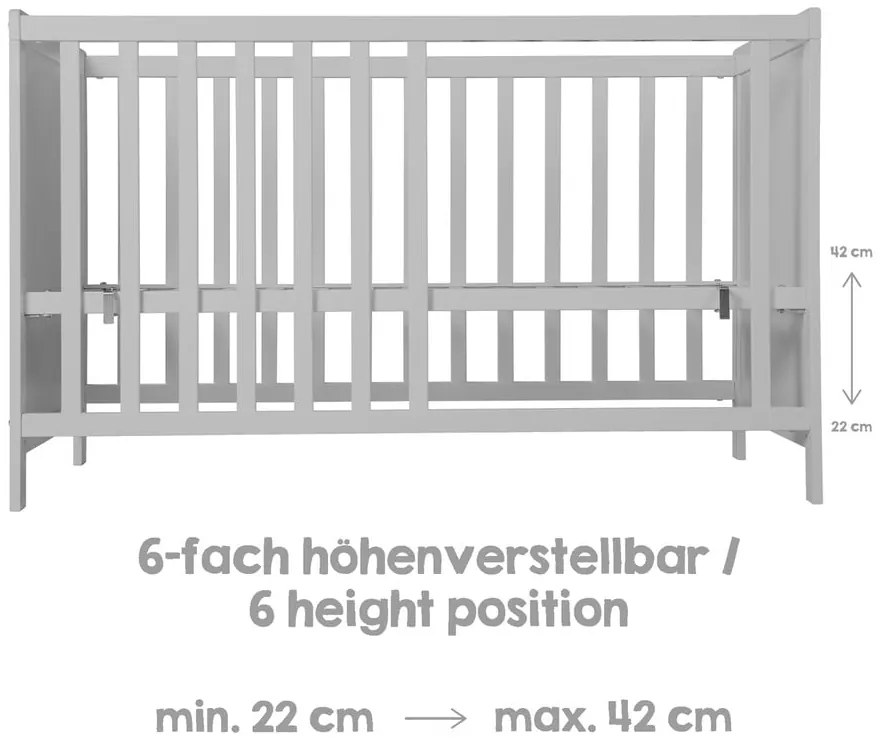 Szürke-szürkésbarna babaágy 60x120 cm Hamburg – Roba