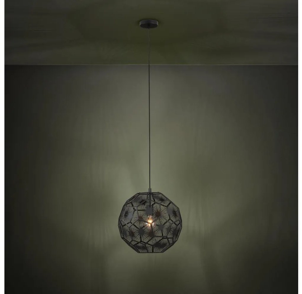 Eglo 39618 - Csillár zsinóron SKOURA 1xE27/60W/230V 41 cm fekete