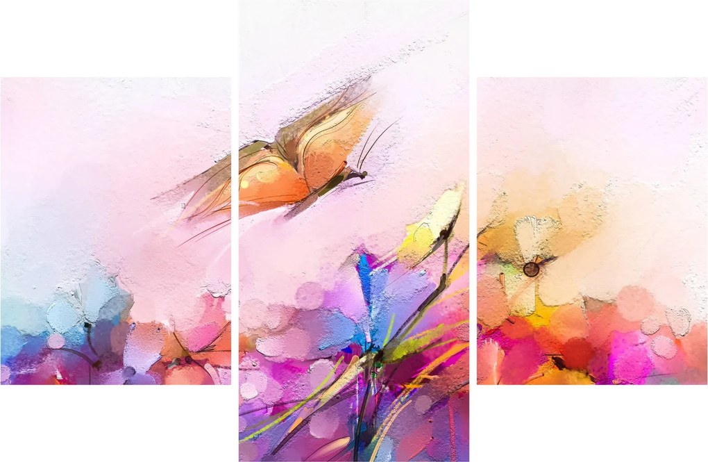 Kép - pillangó a virág felett, absztrakció (90x60 cm)