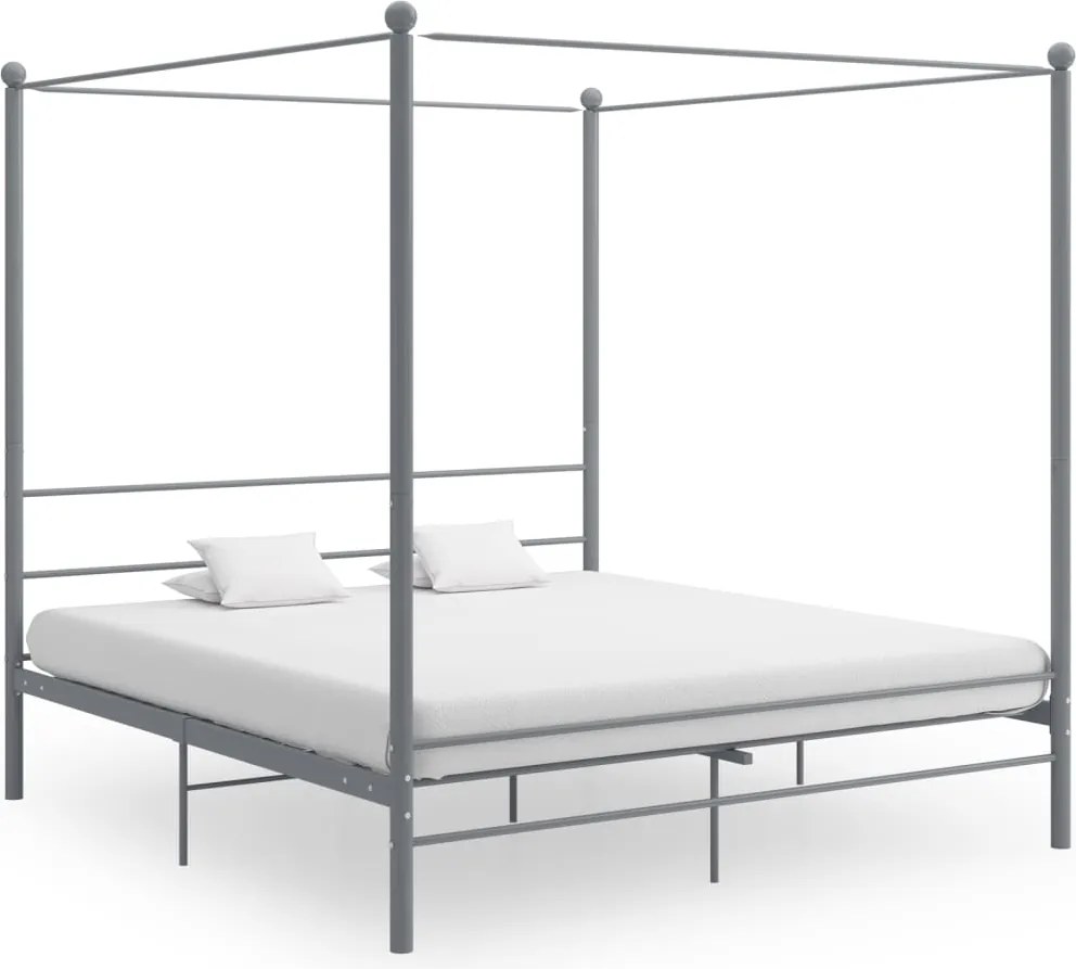 vidaXL szürke fém baldachinos ágykeret 200 x 200 cm
