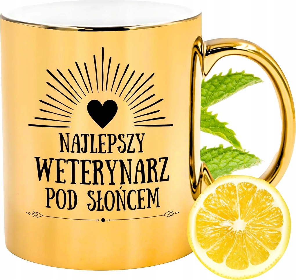 Arany csillogó bögre állatorvosnak ajándék fényképes nyomtatással