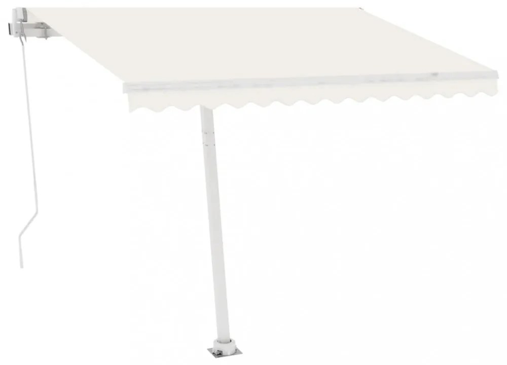 krémszínű kézzel kihúzható póznás napellenző 300 x 250 cm