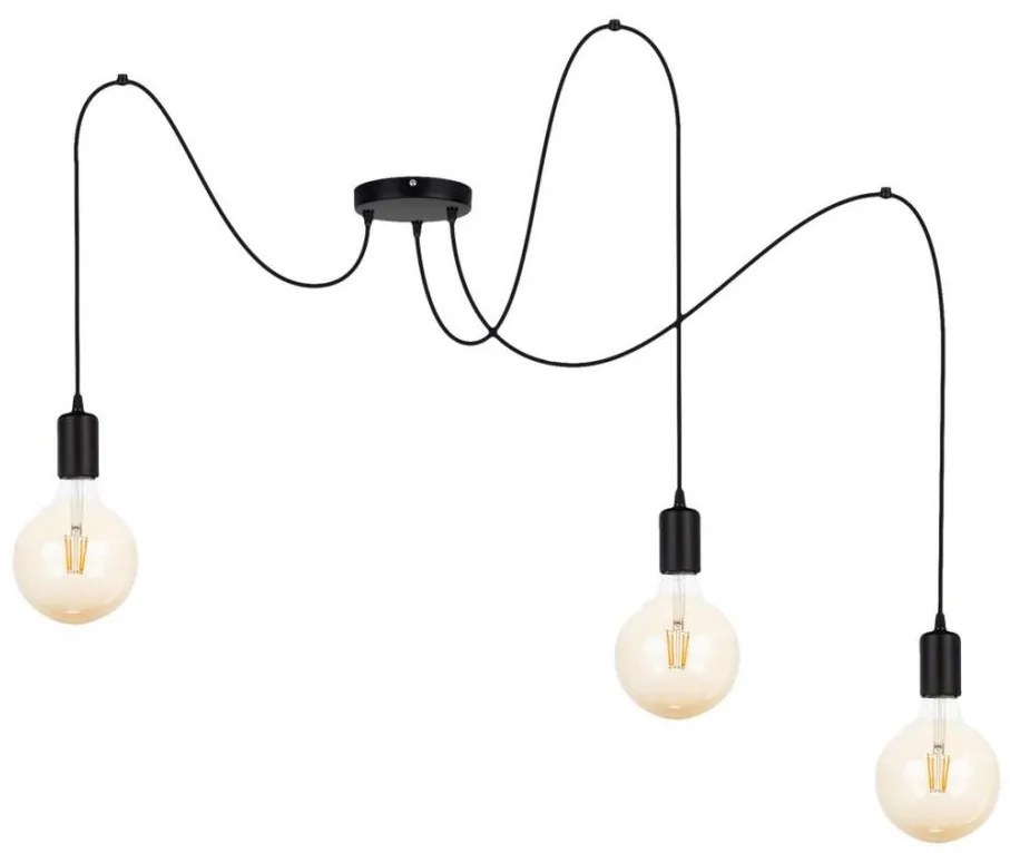 Csillár zsinóron MIROS 3xE27/60W/230V pók fekete
