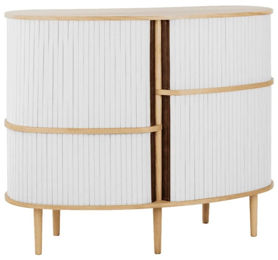 Szürke-natúr színű szekrény tolóajtóval, tölgyfa dekorral 120x100x50 cm Audacious – UMAGE