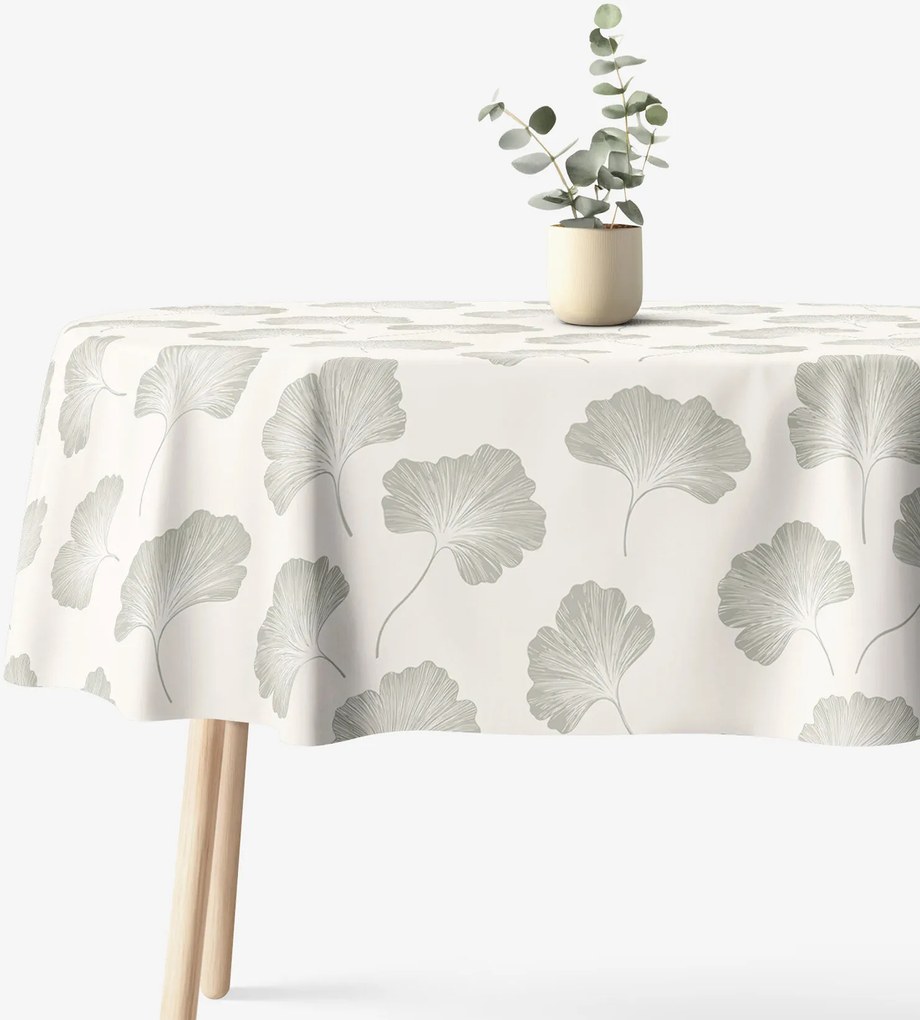 Goldea ovális pamut terítő - minimalista ginkgolevelek 140 x 220 cm