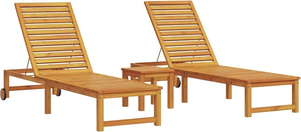 vidaXL Napozó 3 pcs Barna Tömör Akácfa