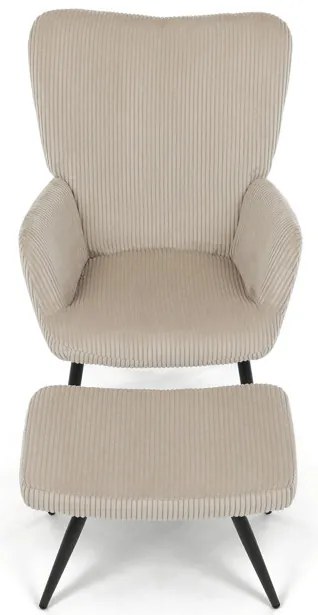 Bézs Kordbársony Relax Fotel Lábtartóval. AK-L7285 CRM6