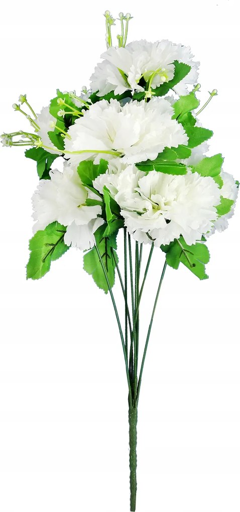 Fehér Műszegfű csokor gipszkartonnal 50 cm-es kompozíció vázához