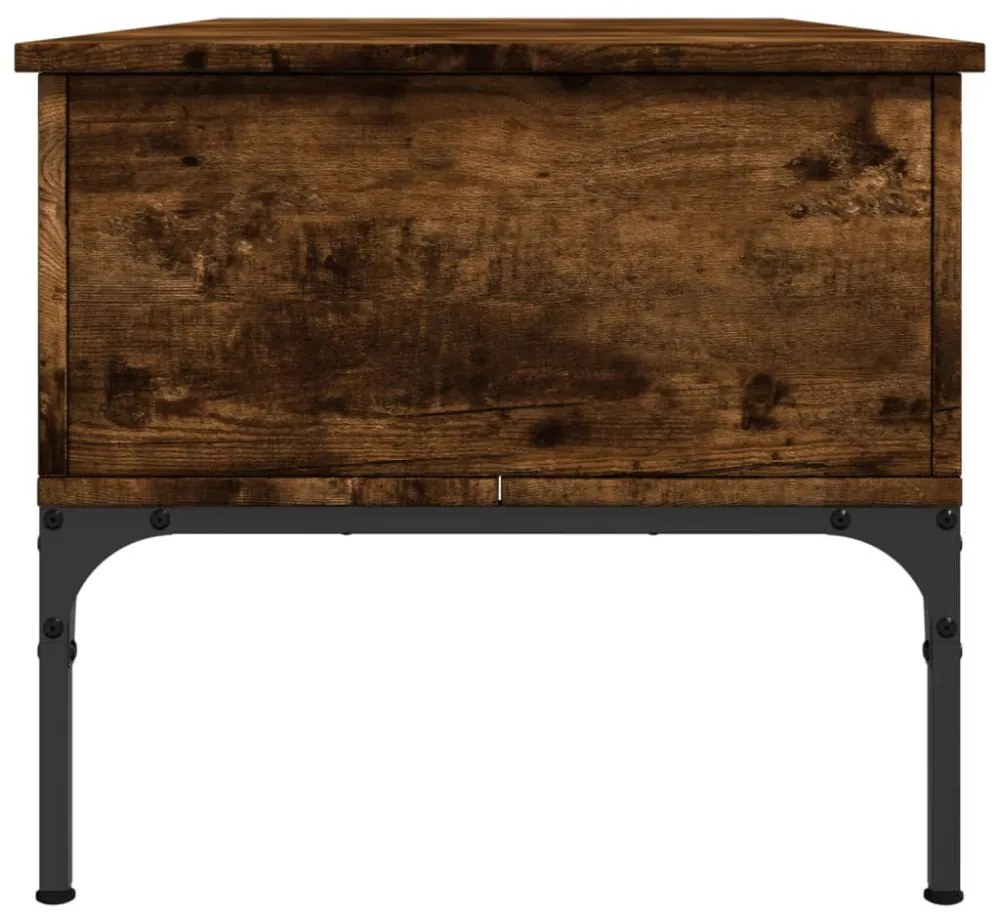 füstös tölgy szerelt fa és fém dohányzóasztal 100 x 50 x 45 cm