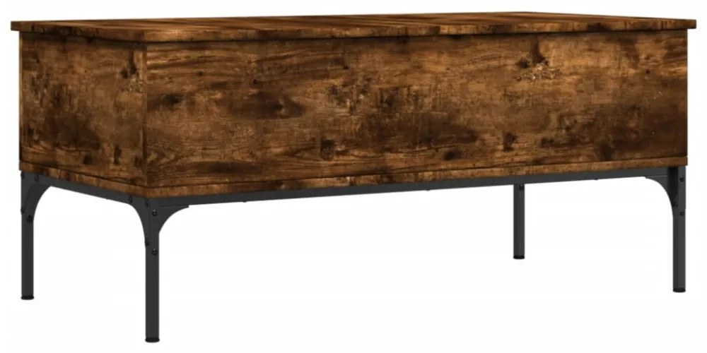 füstös tölgy szerelt fa és fém dohányzóasztal 100 x 50 x 45 cm