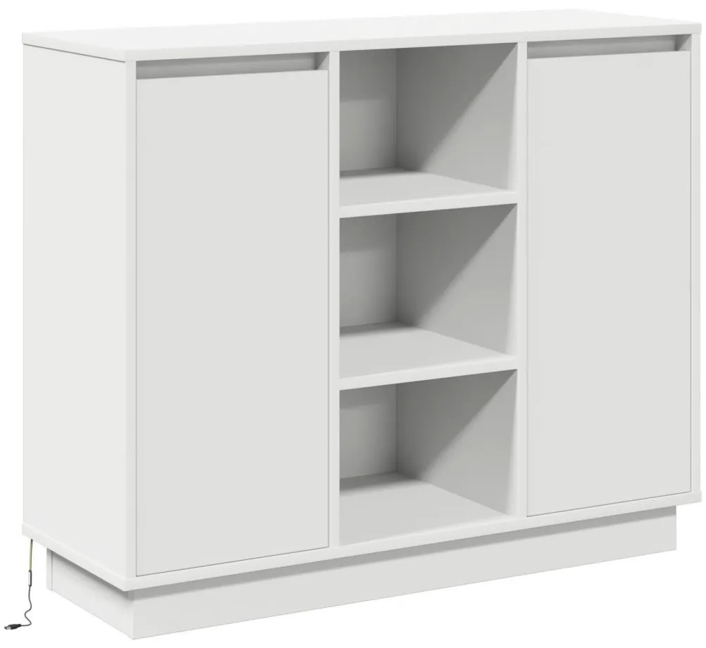 LED-es oldalszekrény Fehér 90x32x75 cm Mérnöki fa