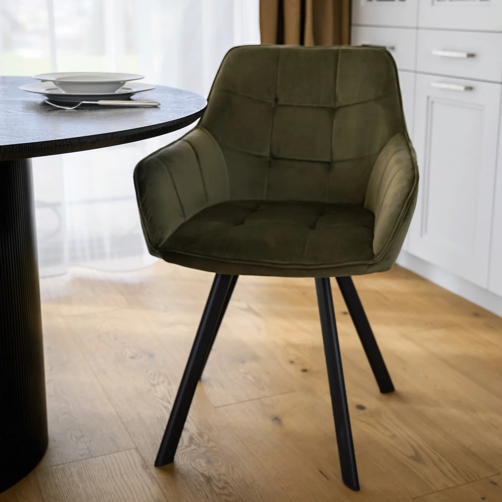 Design fotel, zöld Velvet/fekete, PETIN