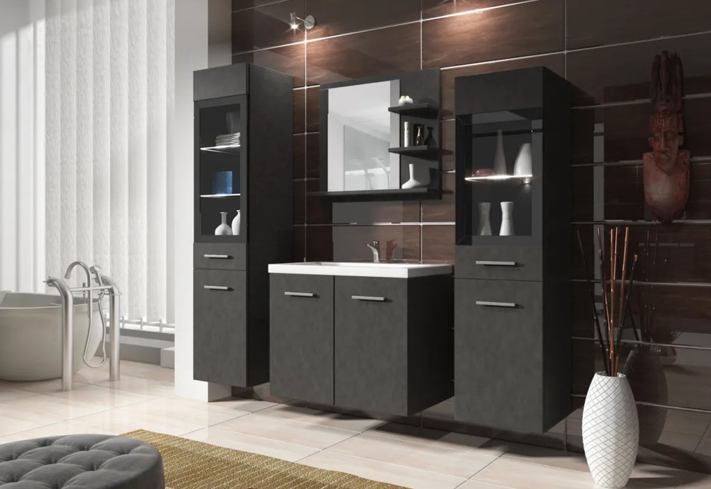 EMBER I fürdőszoba összeállítás mosdóval + LED világítás, san remo