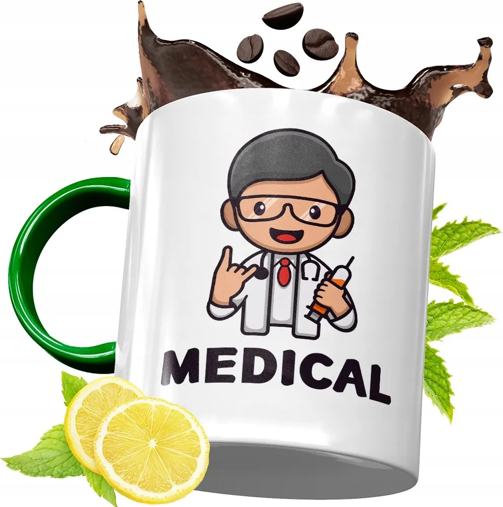 Zöld Bögre Orvosnak Ajándékba, fényképes nyomattal