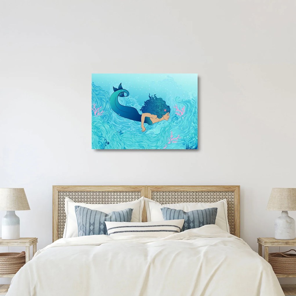 Üvegkép - Sellő (70x50 cm)