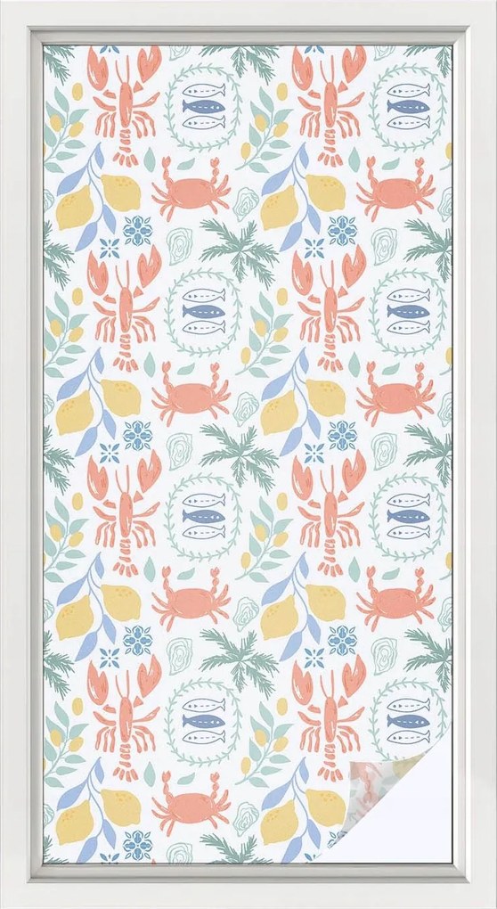 Konyhai Fürdőkád Ablakfólia Adatvédelem Tengeri motívumok 50x100