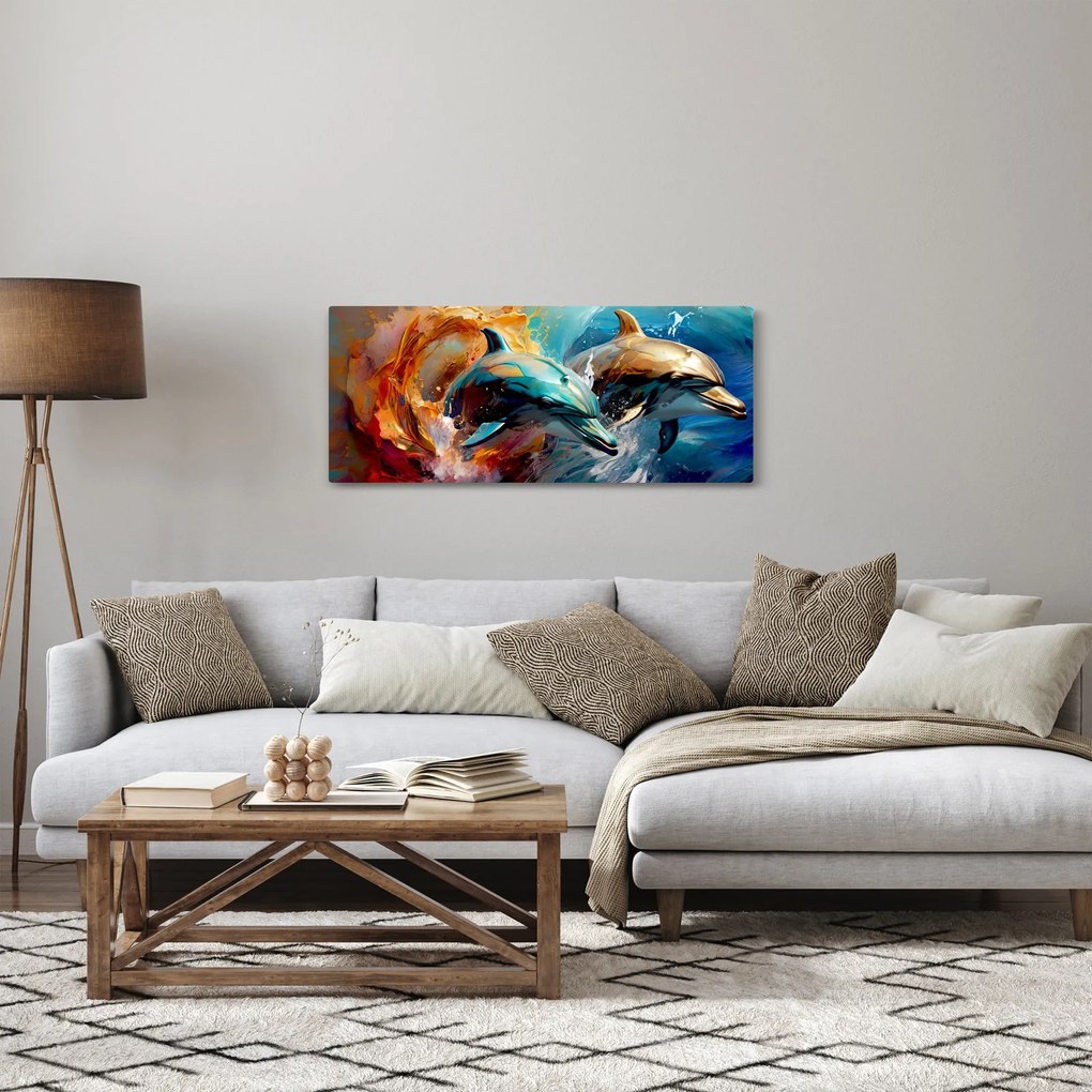 Kép - Delfin festmény (120x50 cm)