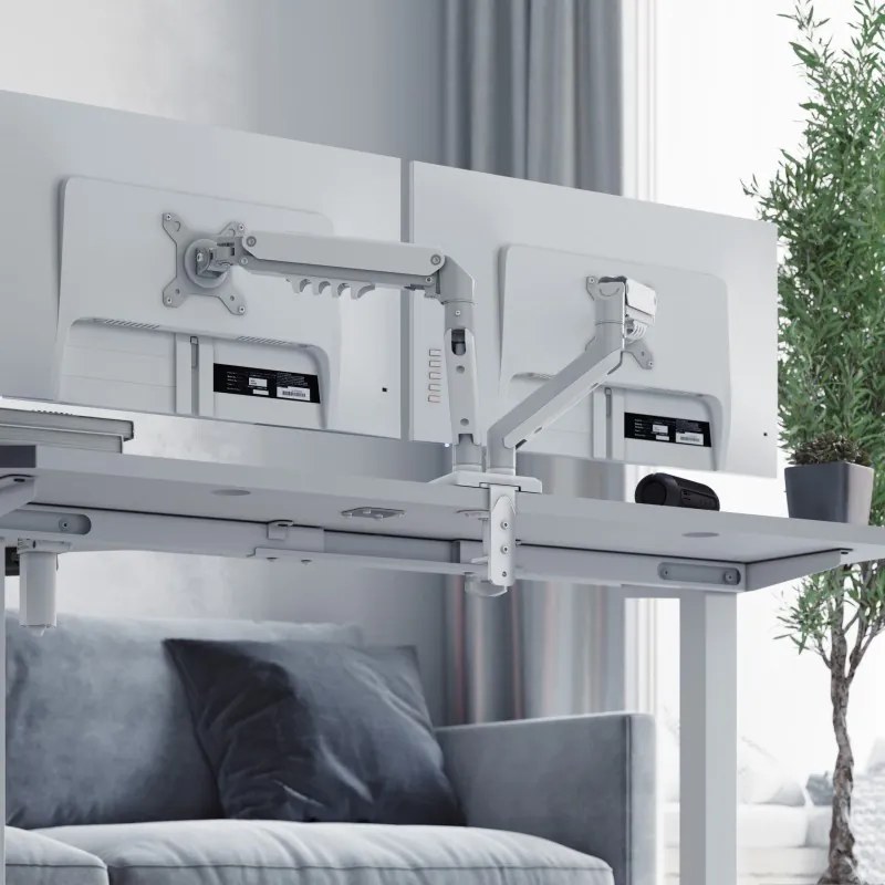 Monitor asztali állvány két monitorhoz, 15" - 32", állítható fehér