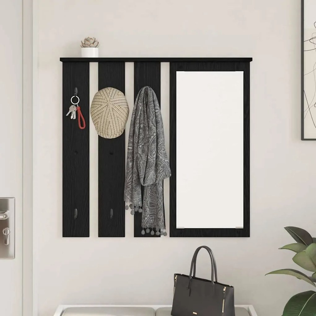 Fali Kabáthorog polcokkal Musta tammi 84 x 10 x 80 cm Faanyag