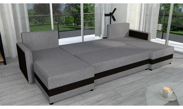 Kárpitozott, univerzális, kihúzható U alakú BRISTOL ülőgarnitúra, szürke/fekete